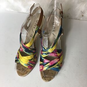 Unisa platform cork heels multi color size7.5